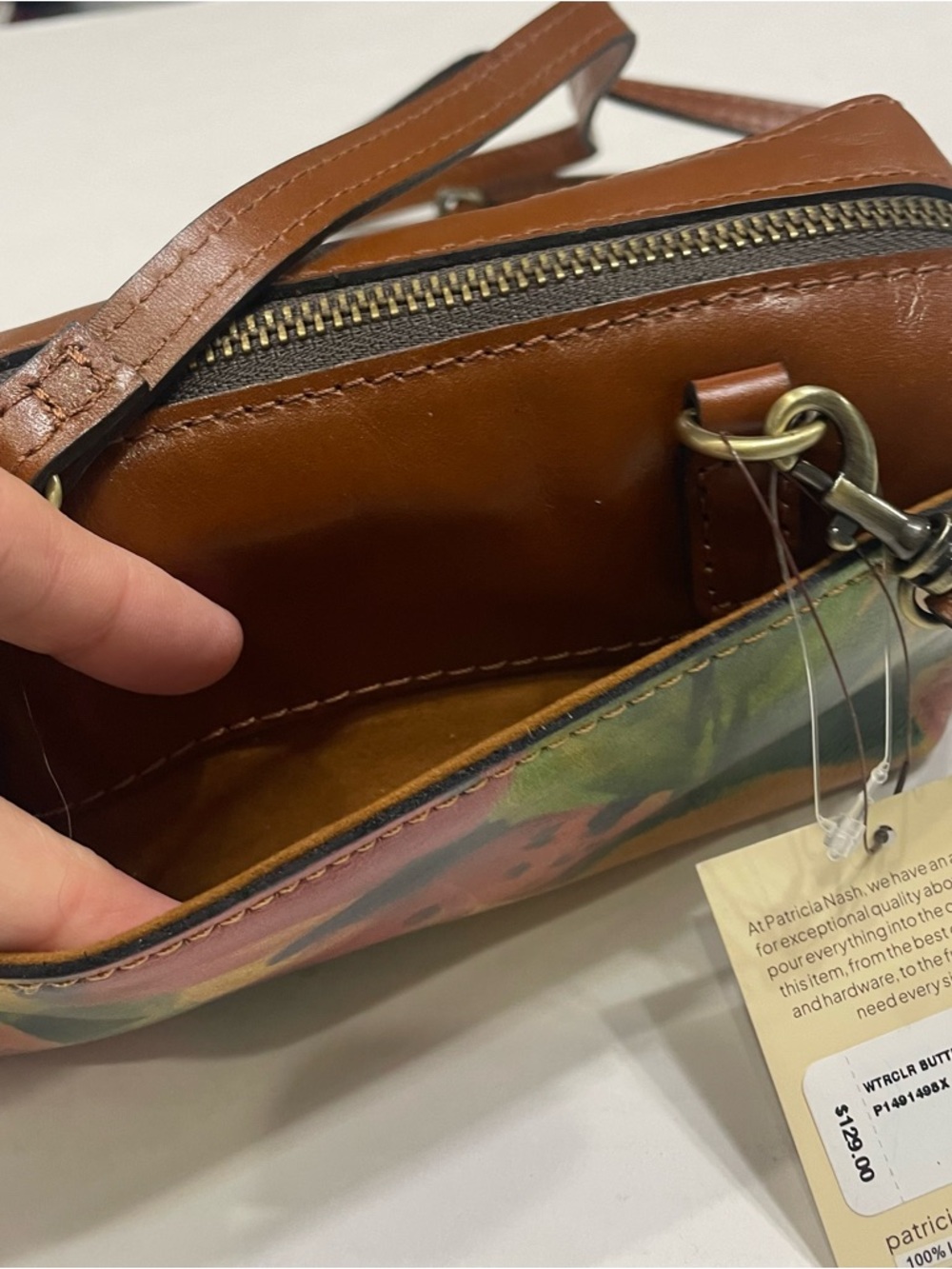 Patricia Nash Brown Leather Crossbody NWT Joliet Watercolor Butterfly purse NEW - Picture 8 of 12